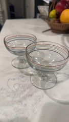 Vintage Striped Glass Dessert Coupes