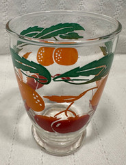 3 vtge juice glasses oranges cherry cherries holds 4 ozs. 3.75″ One streak? LOOK