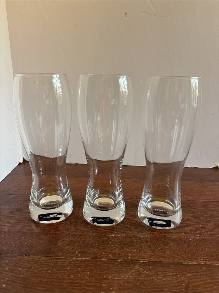 Mikasa Brewmaster’s Collection Tall Wheat Beer Glass 9.5″ Set Of 3 New W/Tag