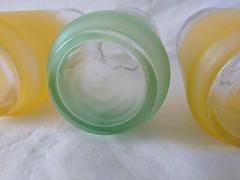 Vintage MCM Libbey Glass Blendo Frosted Tumbler Glasses 3 green and yellow