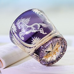 High-end Gifts Purple Crystal Whisky Glass Edo Kiriko Glass with Gift Box 320ml
