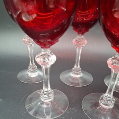 6 Fostoria Water Goblets , 6013 Ruby, 7 7/8″