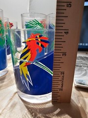 12- Vtg H J Stotter Acrylic/Plastic 8 high & 3 low Glasses w 1 ice bucket Parrot