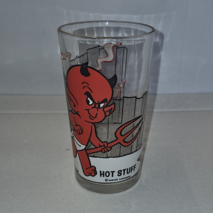 Unmarked Hot Stuff Harvey Comics Clear Glass Drinking Tumbler, Cartoon Theme