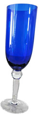 NEW Cobalt Blue Wine or Champagne Glasses with Clear Stem 7 5/8”