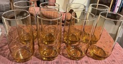 Honey Gold MCM Vintage Ice Tea Tumblers Set Of 8 Likely Anchor Hocking or Libby