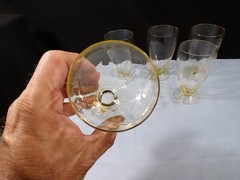 Set of 5 Heisey Sahara Yellow Glass Old Dominion Footed Tumblers Juice Glasses