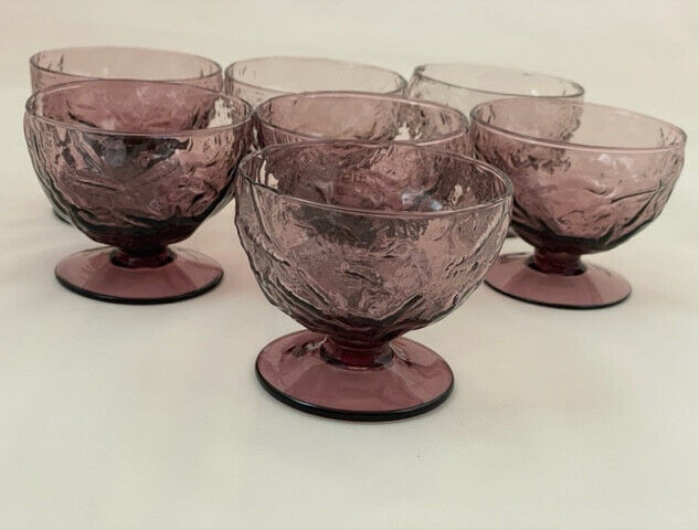 7 Vintage Morgantown Seneca Driftwood Amethyst Sherbet Dishes Circa 1960…
