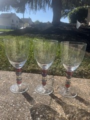 3 Vintage Crystal Wine Glasses Lead Free With Beautiful Stem. Elegant