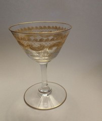 ST LOUIS CRYSTAL STL22 Early Gold Rim Wine Claret Cocktail Glass Scroll