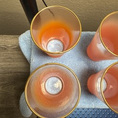 Set of 6 Blendo Orange Pink & Yellow Ombre Juice Glasses MCM 4″ Tumblers