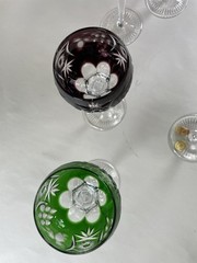 6 Nachtmann Bohemian Cut To Clear Wine Glasses 4 oz. W/ Original Boxes
