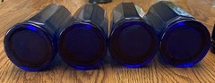 8 Vtg Anchor Hocking Essex Cobalt Blue 10 Panel 16 oz 6 3/8″ T glass Tumblers