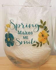Glass Tumbler LOT Spring Makes Me Smile 16 oz New Stemless Wine Goblet Flowers