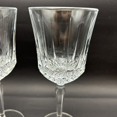 Cut Heavy Crystal Wine Water Glass 8 inch Tall Six Sided Stem Set of Two