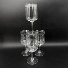 Lenox Moonspun Etched Platinum Rim Crystal Set Of 4 Water Goblets 7 1/8”
