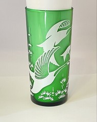Vintage Anchor Hocking Glass WILD GEESE Forest Green 6″ Novelty Tumbler 1956