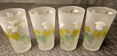 Vintage Libbey Caladium Frosted Tumblers Set of 8 MCM Highball Glassware