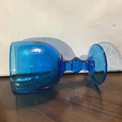 1- Vintage Imperial Glass Turquoise Antique Blue Glass Goblet Hoffman House 6″