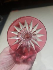 Wine Glass, American Brilliant Period Cranberry Red Cut to clear Crystal Webb?