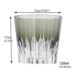 Vintage Hand Cut 11oz Gray Crystal Whiskey Glasses Tumbler Edo Kiriko Drinkware