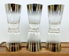 6 Vintage DOROTHY THORPE Silver Rim Bar Glasses 5 1/2 oz Mid Century MCM