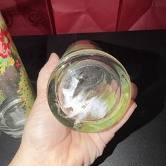 Unmarked Set of 2 Clear 16 oz Decorated Christmas Wreath Holly Tumblers
