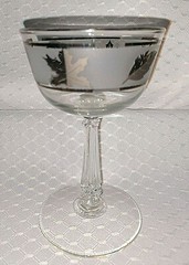 Libbey Glass Silver Foliage Leaf Pattern Wine Sherry Cordial Small 4.75 Tall