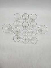 Vintage Etched Starburst Cocktail Glass 12pc Coupe Set & 2pc Goblet Set