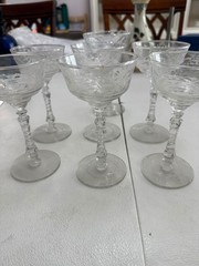 Vintage Libbey Rock Sharpe Arctic Rose Champagne Coupes Set of 6