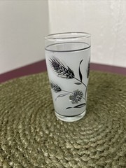Vintage Libbey Frosted Juice Glass Silver Wheat 4″ Tall Child Size Tumbler