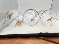 Vintage Hazel Atlas Hunting Birds Water Fowl Highball Glasses tumblers set of 3