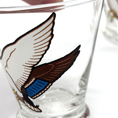 3 Vintage 70s Mallard Duck Drinking Glass Whiskey Hunting Country-EUC -FAST SHIP