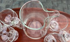 Vintage French Sangria Set, Pitcher + 6 glasses Made in France, VTG Ice Tea Set