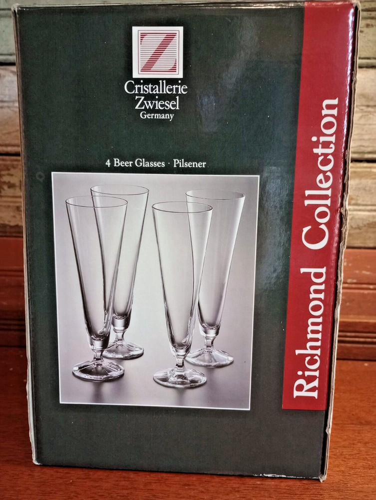 Set of 4 Cristallerie Zwiesel Germany, Richmond Collection BEER GLASSES ~ NEW
