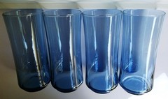 Set Of 8 Vintage Libbey Bolero Dusky Blue Glasses Tumbler Cooler 16 oz