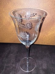 MCM/Vintage W.J. Hughes Cornflower Etched Wine/Burgundy Wine Glasses
