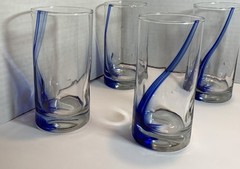 Vtg Libbey Blue Ribbon Impressions-On the Rocks Drinking Glasses 16oz Set Of 4