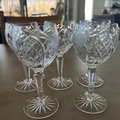Set of 5 VEGA Fine Crystal Water Goblets / Wine Glasses by American Cut