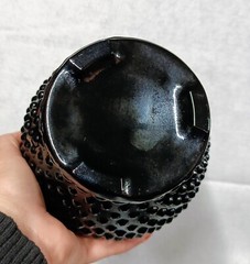 Vintage Black Hobnail Pitcher And Glasses Set