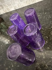 VTG MCM Indiana 5 Glasses Purple Juice Time Glasses Embossed Fruit See Detail
