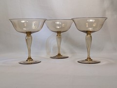 Murano Style Amber Champagne Coupes MCM Unsigned but Gorgeous