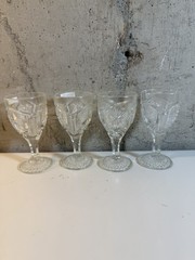 Elegant Antique Imperial Glass Star & File Wine Goblets, Set of 4 – Early 1900s