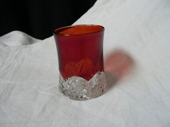 Button Arches Ruby Stained Tumbler EAPG George Duncan & Sons #39 circa 1897