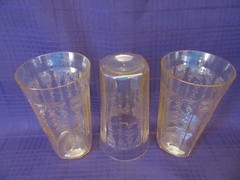 3-HOCKING GLASS CO. Princess Pattern Yellow Topaz 5 1/4″ Ice Tea Flat Tumblers