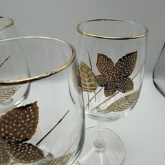 Vintage Libbey 22K Gold Trim Brandy Snifters Gold Leaf 4 Wine Glasses 6oz MCM