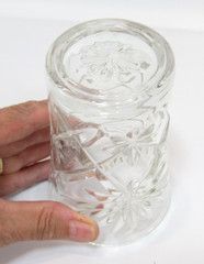 Set Of 4 Anchor Hocking Early American Prescut Oatmeal Flared Tumblers 4.25 In