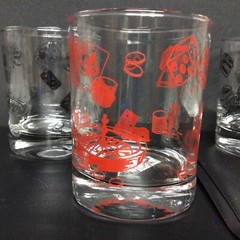 3 Poker Vintage Hazel Atlas Whiskey Glasses. ’60s. Mid-Century, 4.25 Inches