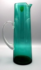MCM Bayel France Emerald Green Crystal Martini Pitcher Set 6 Glasses Stirrer