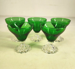 5 Anchor Hocking Burple Forest Green Liquor Cocktail Pedestal Drinking Glasses